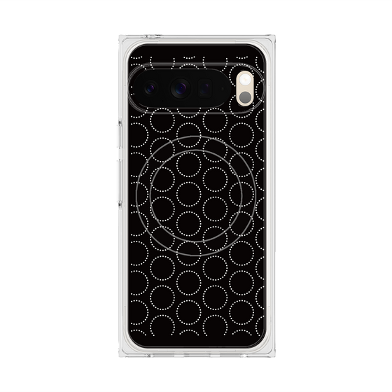 プレミアムスクエアケース with Pixelsnap［ Dot Circle - Black ］