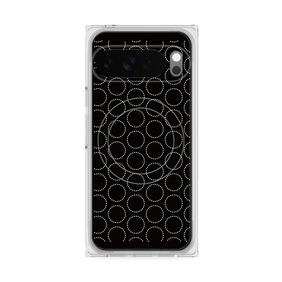 プレミアムスクエアケース with Pixelsnap［ Dot Circle - Black ］