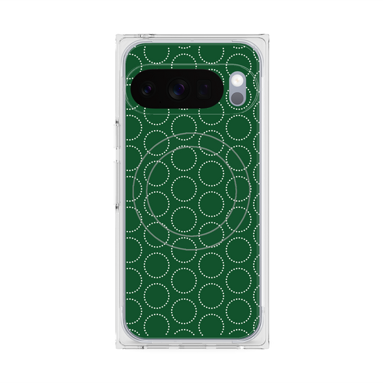プレミアムスクエアケース with Pixelsnap［ Dot Circle - Green ］