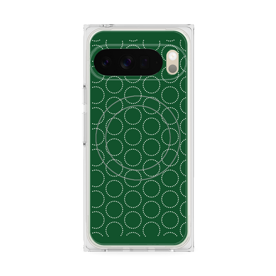 プレミアムスクエアケース with Pixelsnap［ Dot Circle - Green ］