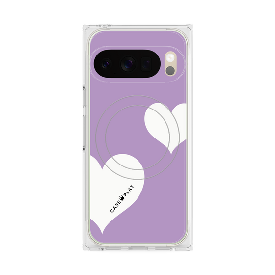 プレミアムスクエアケース with Pixelsnap［ Two Hearts - Purple ］