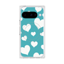 プレミアムスクエアケース with Pixelsnap［ Dot Hearts - Blue ］