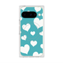 プレミアムスクエアケース with Pixelsnap［ Dot Hearts - Blue ］