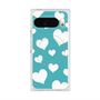 プレミアムスクエアケース with Pixelsnap［ Dot Hearts - Blue ］