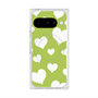 プレミアムスクエアケース with Pixelsnap［ Dot Hearts - Green ］