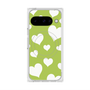 プレミアムスクエアケース with Pixelsnap［ Dot Hearts - Green ］