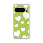 プレミアムスクエアケース with Pixelsnap［ Dot Hearts - Green ］