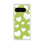 プレミアムスクエアケース with Pixelsnap［ Dot Hearts - Green ］