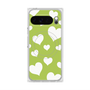 プレミアムスクエアケース with Pixelsnap［ Dot Hearts - Green ］