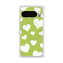 プレミアムスクエアケース with Pixelsnap［ Dot Hearts - Green ］