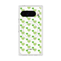 プレミアムスクエアケース with Pixelsnap［ Stripe Hearts - Green ］