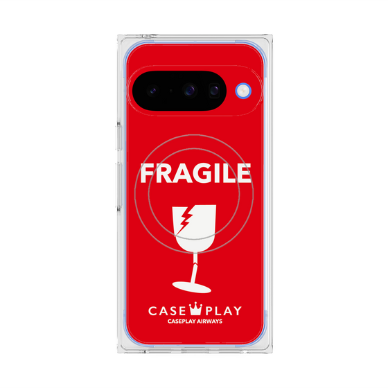 プレミアムスクエアケース with Pixelsnap［ FRAGILE - Red ］