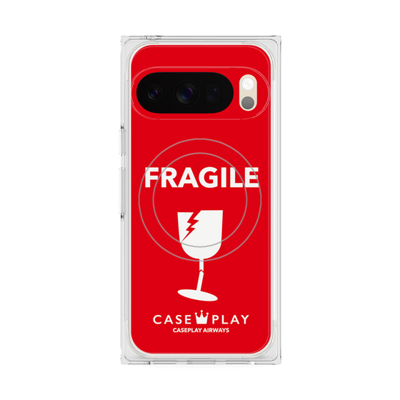 プレミアムスクエアケース with Pixelsnap［ FRAGILE - Red ］