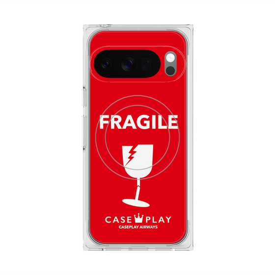 プレミアムスクエアケース with Pixelsnap［ FRAGILE - Red ］