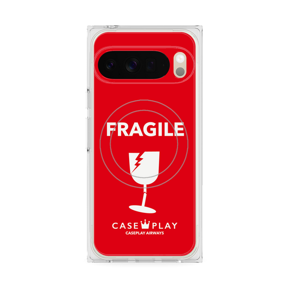 プレミアムスクエアケース with Pixelsnap［ FRAGILE - Red ］