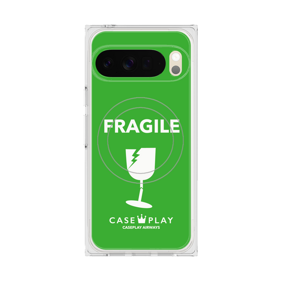 プレミアムスクエアケース with Pixelsnap［ FRAGILE - Green ］