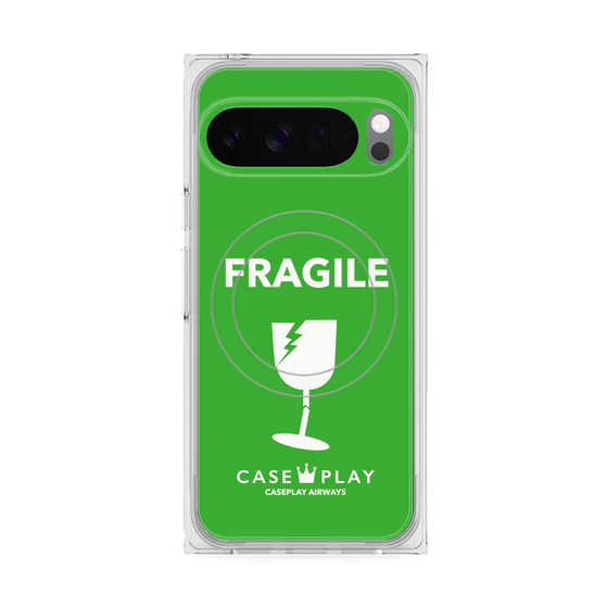 プレミアムスクエアケース with Pixelsnap［ FRAGILE - Green ］