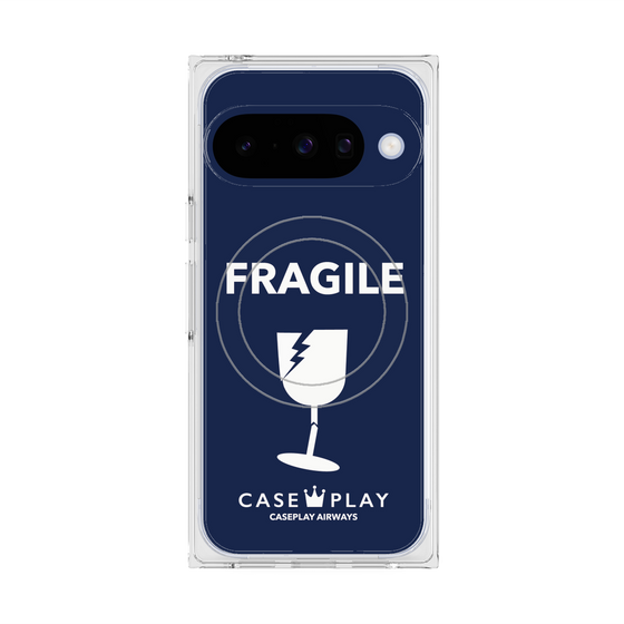プレミアムスクエアケース with Pixelsnap［ FRAGILE - Navy ］