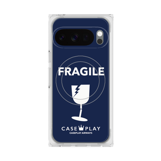 プレミアムスクエアケース with Pixelsnap［ FRAGILE - Navy ］