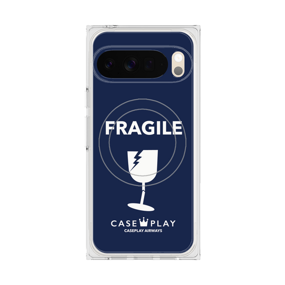 プレミアムスクエアケース with Pixelsnap［ FRAGILE - Navy ］