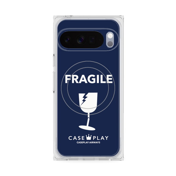 プレミアムスクエアケース with Pixelsnap［ FRAGILE - Navy ］