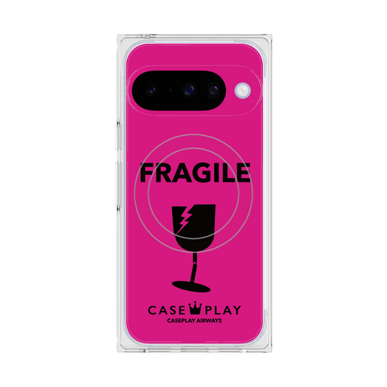 プレミアムスクエアケース with Pixelsnap［ FRAGILE - Pink ］