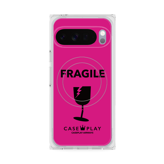 プレミアムスクエアケース with Pixelsnap［ FRAGILE - Pink ］