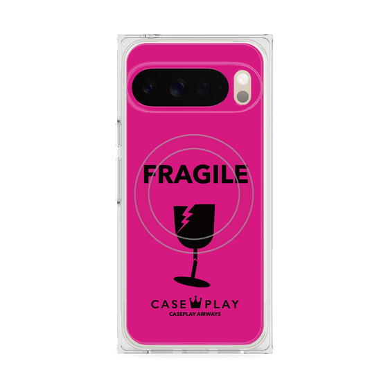 プレミアムスクエアケース with Pixelsnap［ FRAGILE - Pink ］