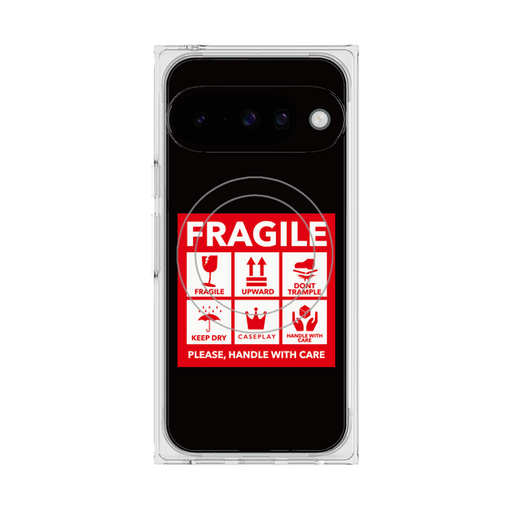 プレミアムスクエアケース with Pixelsnap［ FRAGILE Sticker - Black ］