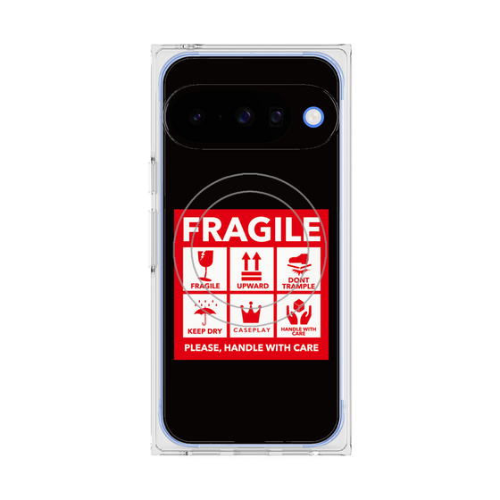 プレミアムスクエアケース with Pixelsnap［ FRAGILE Sticker - Black ］