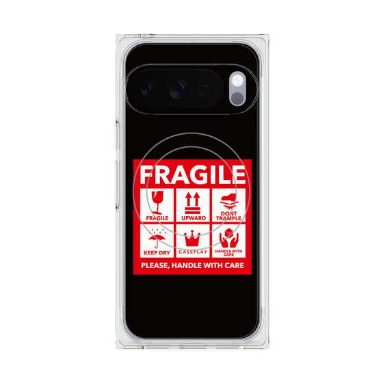 プレミアムスクエアケース with Pixelsnap［ FRAGILE Sticker - Black ］
