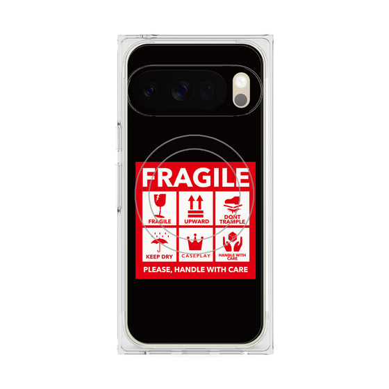 プレミアムスクエアケース with Pixelsnap［ FRAGILE Sticker - Black ］