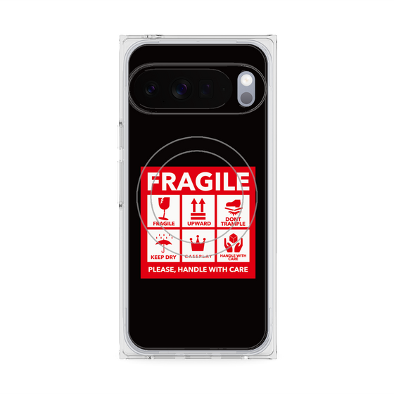 プレミアムスクエアケース with Pixelsnap［ FRAGILE Sticker - Black ］