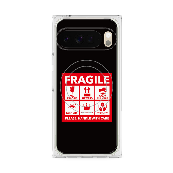 プレミアムスクエアケース with Pixelsnap［ FRAGILE Sticker - Black ］