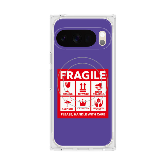 プレミアムスクエアケース with Pixelsnap［ FRAGILE Sticker - Purple ］