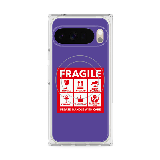 プレミアムスクエアケース with Pixelsnap［ FRAGILE Sticker - Purple ］
