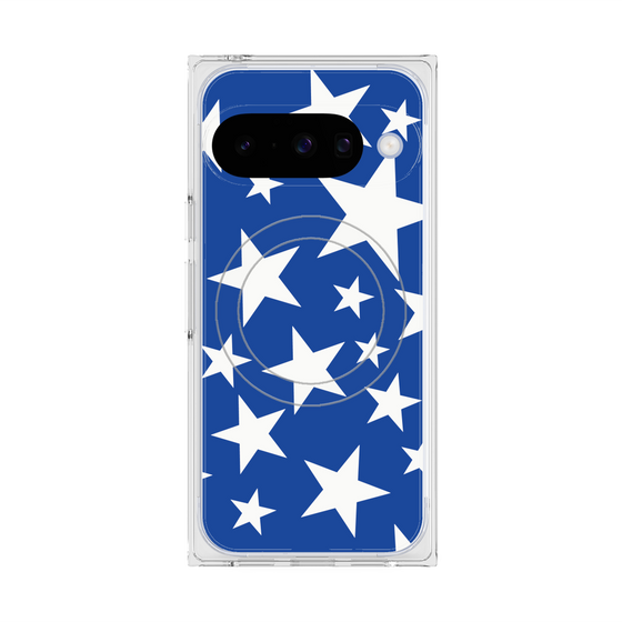 プレミアムスクエアケース with Pixelsnap［ Stars - Blue ］