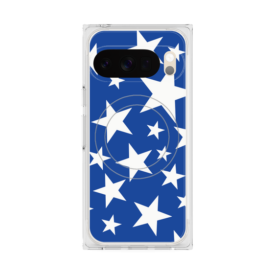 プレミアムスクエアケース with Pixelsnap［ Stars - Blue ］