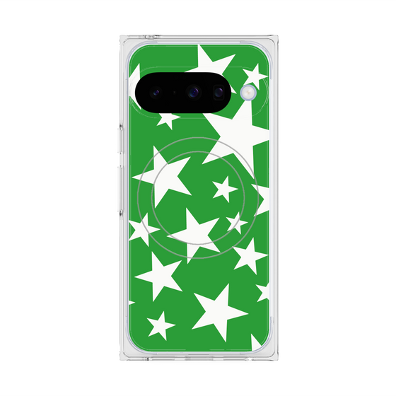 プレミアムスクエアケース with Pixelsnap［ Stars - Green ］
