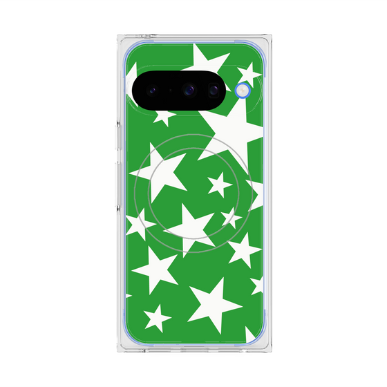 プレミアムスクエアケース with Pixelsnap［ Stars - Green ］