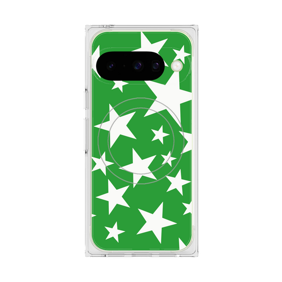 プレミアムスクエアケース with Pixelsnap［ Stars - Green ］