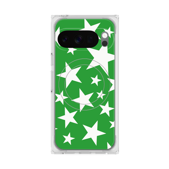 プレミアムスクエアケース with Pixelsnap［ Stars - Green ］