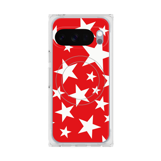 プレミアムスクエアケース with Pixelsnap［ Stars - Red ］