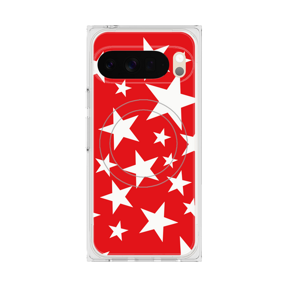 プレミアムスクエアケース with Pixelsnap［ Stars - Red ］