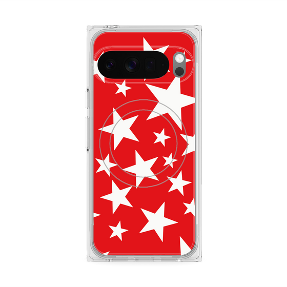 プレミアムスクエアケース with Pixelsnap［ Stars - Red ］