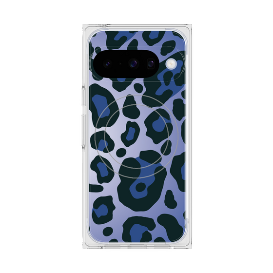 プレミアムスクエアケース with Pixelsnap［ Leopard - Blue ］