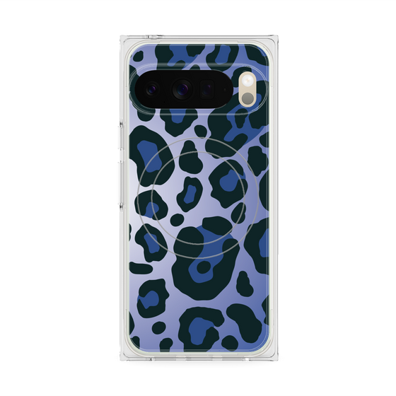 プレミアムスクエアケース with Pixelsnap［ Leopard - Blue ］