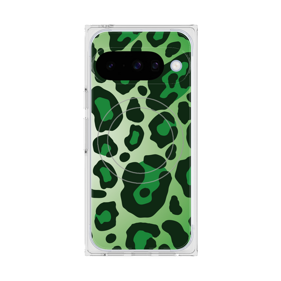 プレミアムスクエアケース with Pixelsnap［ Leopard - Green ］