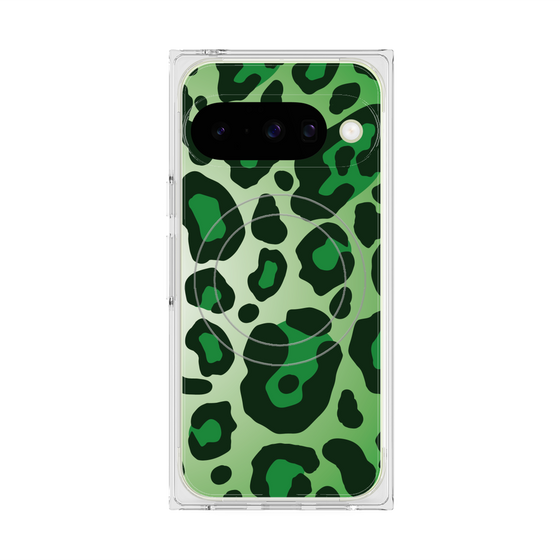 プレミアムスクエアケース with Pixelsnap［ Leopard - Green ］