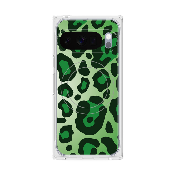 プレミアムスクエアケース with Pixelsnap［ Leopard - Green ］